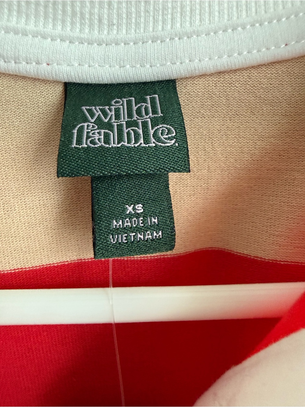 Wild Fable Sports Club Striped Red & Ivory Rugby Shirt Crop Long Sleeve XS NWT - Picture 4 of 9